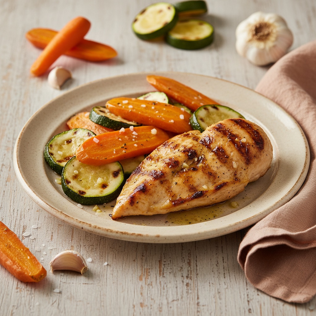 Frango grelhado com legumes