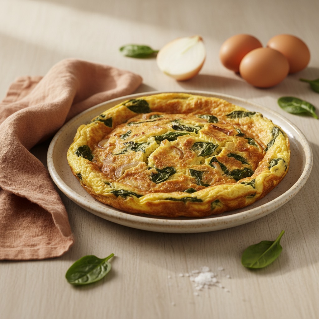 Omelete de forno com espinafre